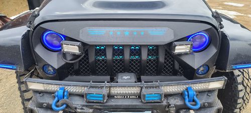 Customer photo review of Gladiator Grille w/ Blue Star DRL for 07-18 Jeep Wrangler JK