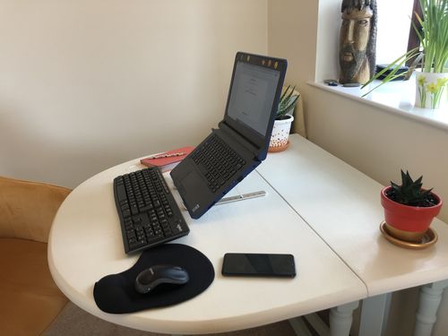 Customer photo review of Laptop Stand | Aluminium, Portable & Foldable
