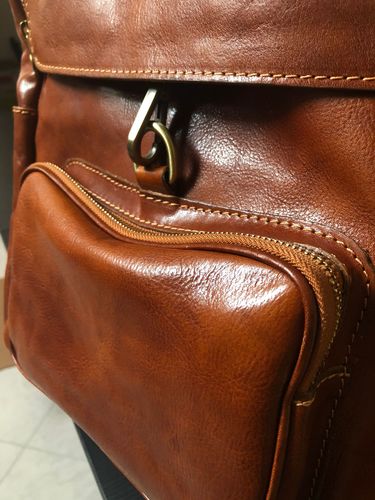 Customer photo review of One The Rise Leather Backpack