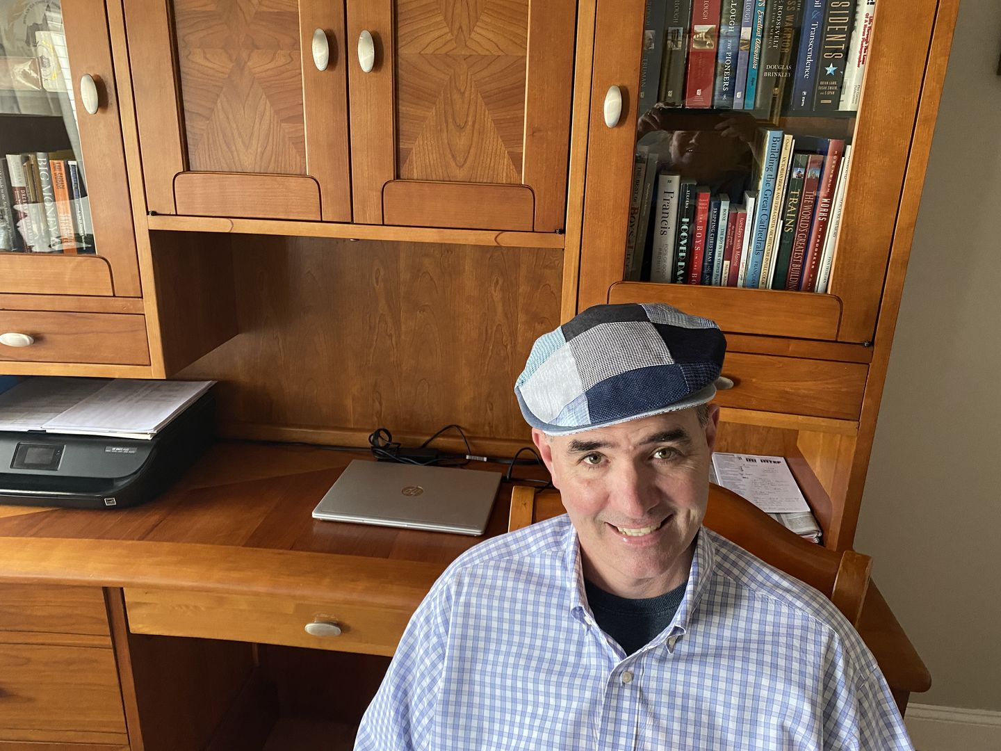 Customer photo review of Vintage Cap Patchwork Grey/Blue Linen