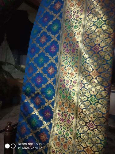Customer photo review of HORIZON BLUE WOVEN BANARASI SILK SAREE WITH GOLDEN BORDER