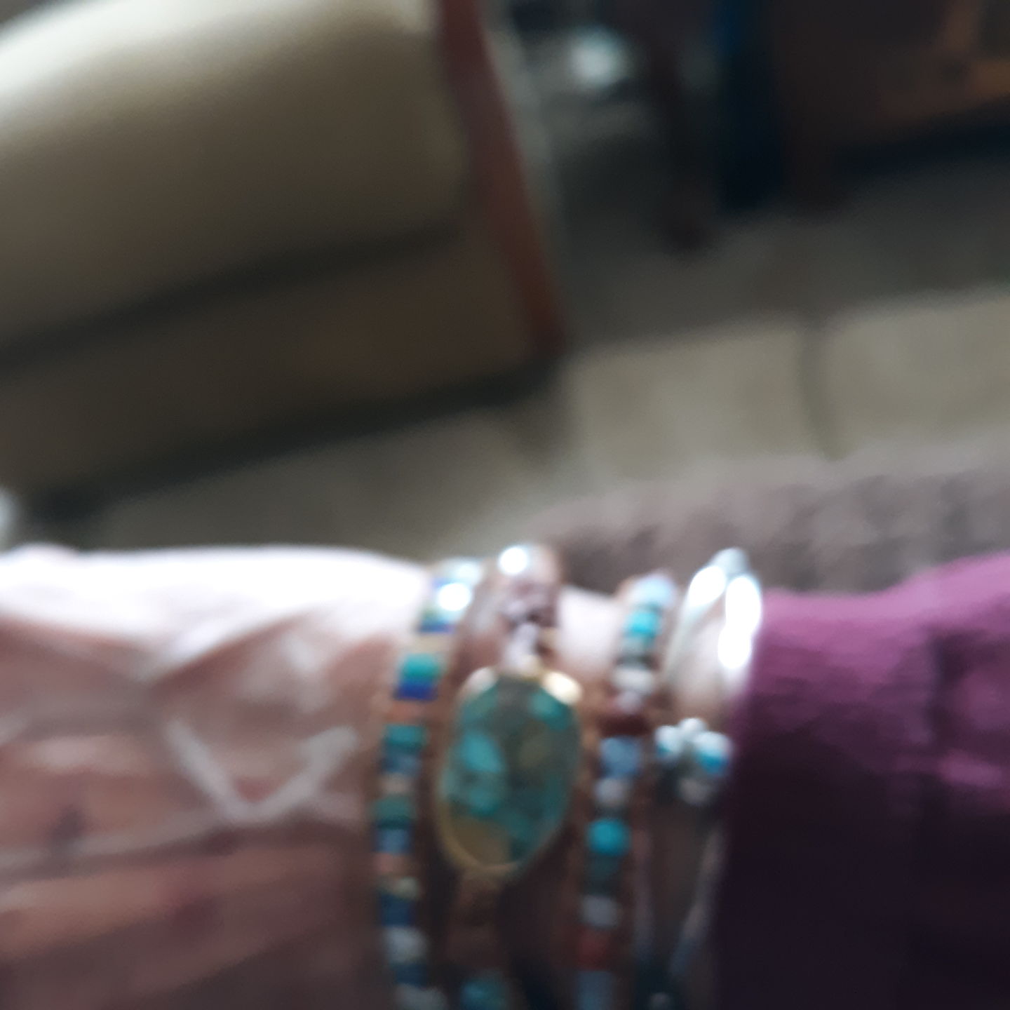 Customer photo review of Natural Turquoise & Jasper Wrap Bracelet
