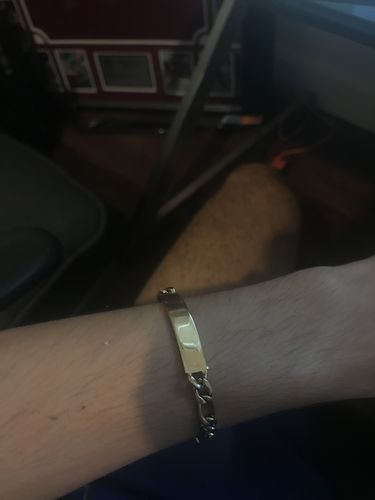 Customer photo review of 7mm Stainless Steel Figaro Link Engravable ID Bracelet
