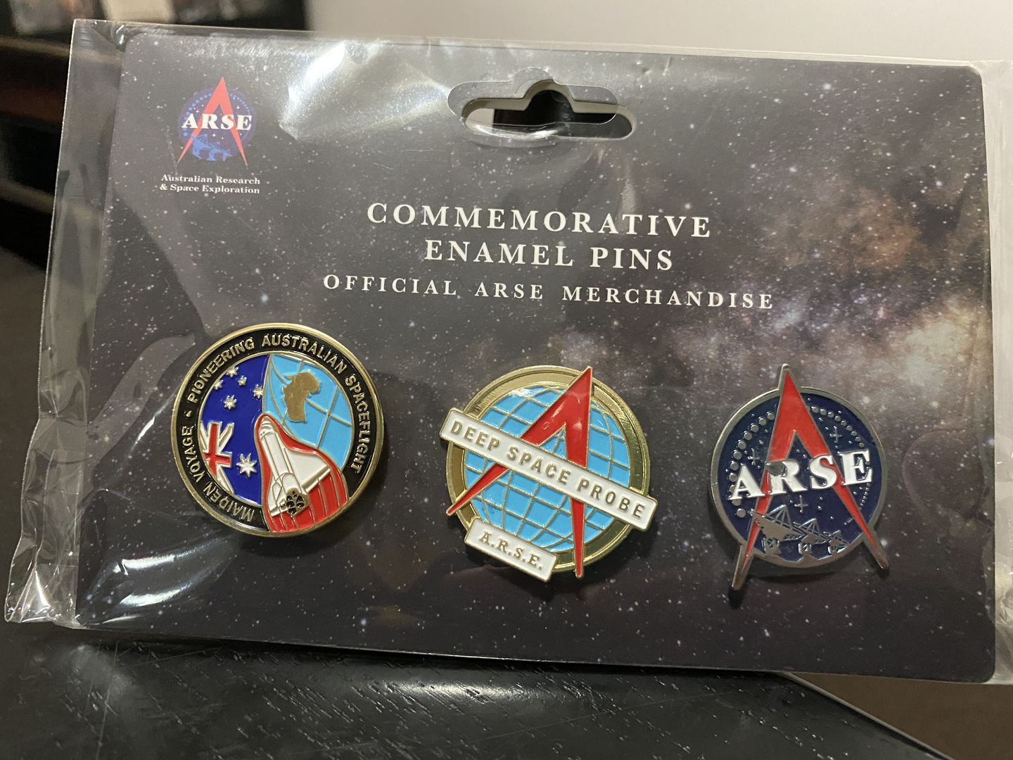 Customer photo review of ARSE Pins