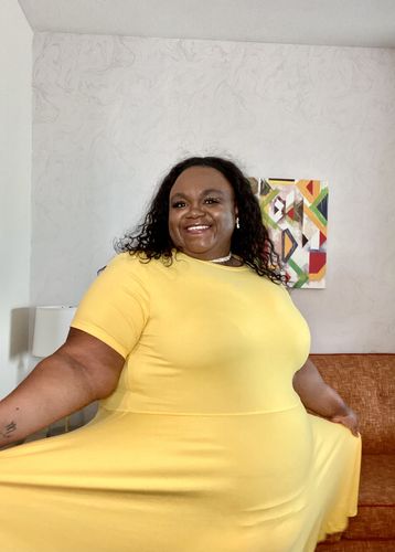 Customer photo review of Rebdolls Essential Crewneck Skater Mini Dress