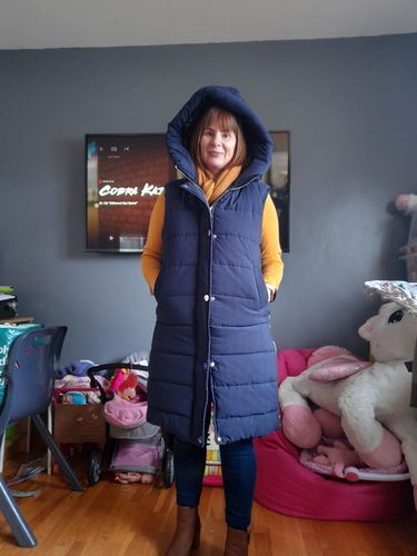 Customer photo review of Skylar Navy Longline Puffer Gilet