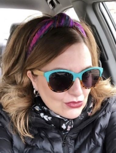 Customer photo review of SUNSET MIXED YARN HEADBAND