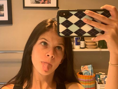 Customer photo review of Argyle Pattern Blue iPhone Case