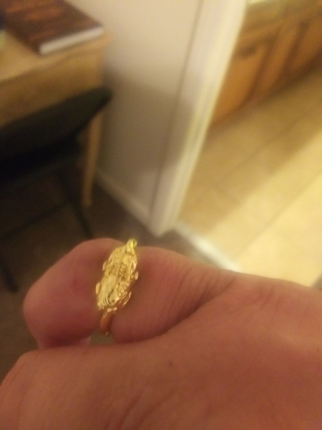 Customer photo review of Adjustable Lucky Gold Piyao Ring