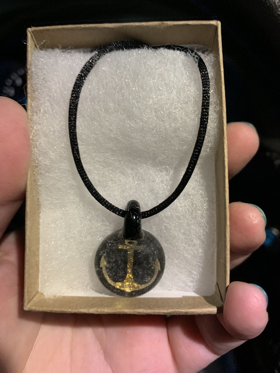 Customer photo review of Anchor Hologram Pendant with Infused Cremation Ash