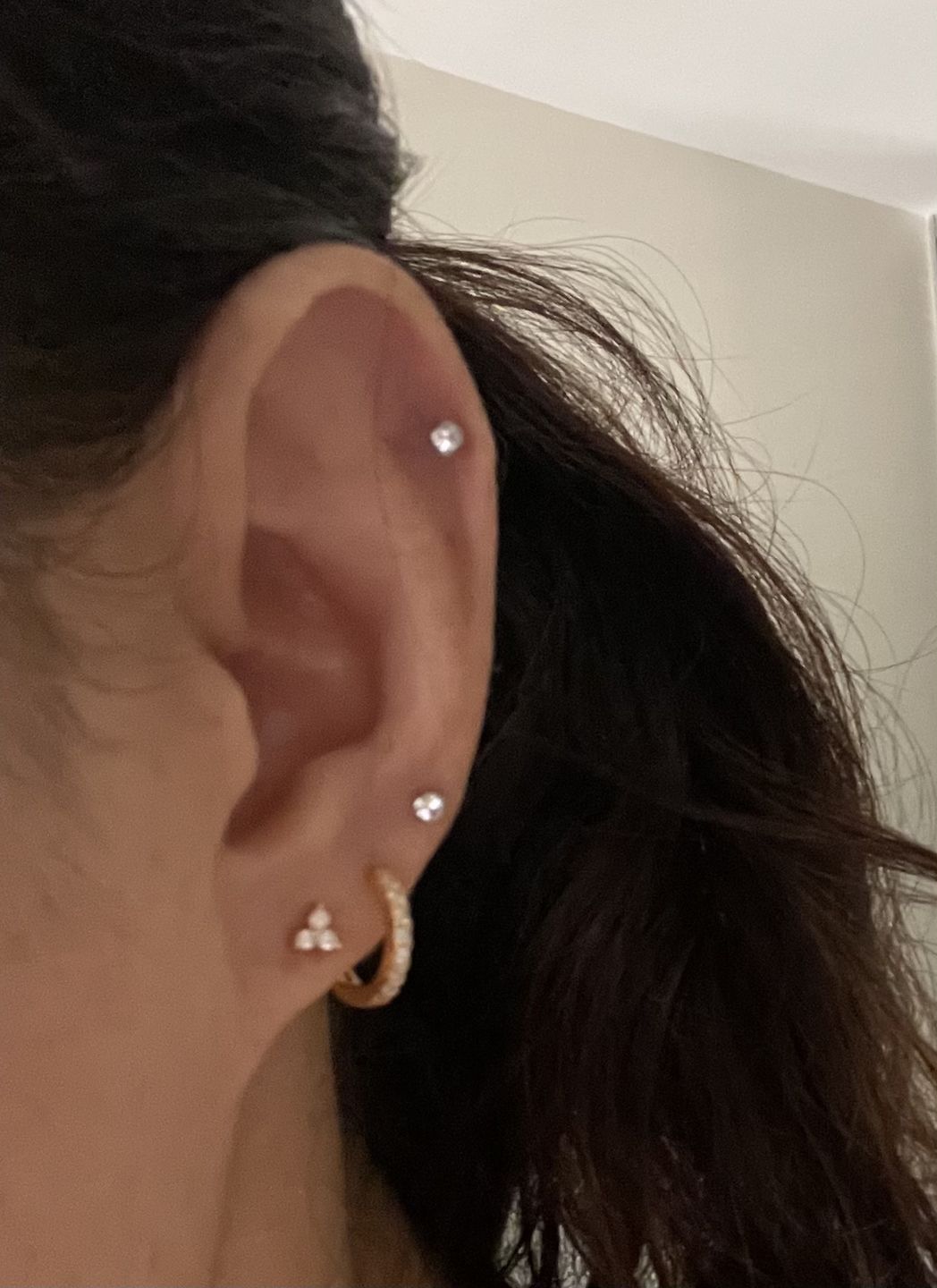 Customer photo review of Basic Sapphire Huggie Hoop Earrings