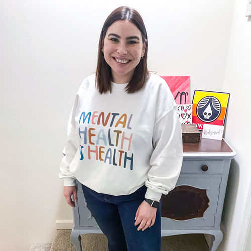 Customer photo review of Mental Health Is Health -- Sweatshirt