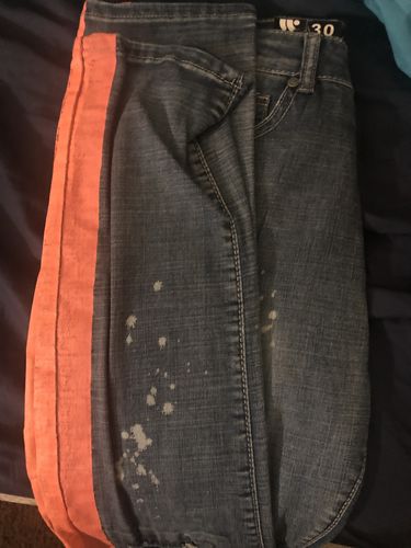 Customer photo review of Side Stripe Distressed Skinny Fit Track Denim Blue Wash - Orange Peachish 🍑 (M4708R1D)