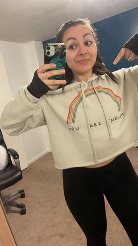 Customer photo review of You Are Enough (Rainbow) -- Crop Hoodie