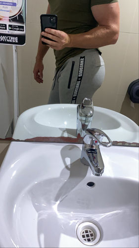 Customer photo review of Shredded Taped Gym Joggers - Unisex - Grey
