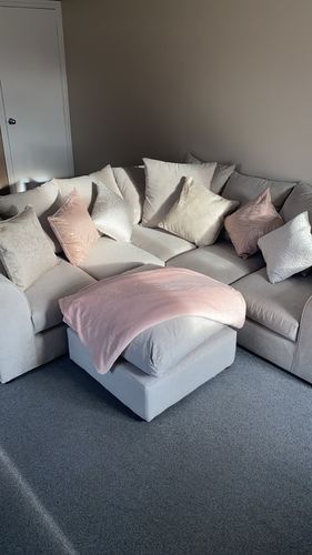 Customer photo review of CHELSEA RELAXED LINEN DOUBLE CORNER SOFA - STONE ALONE
