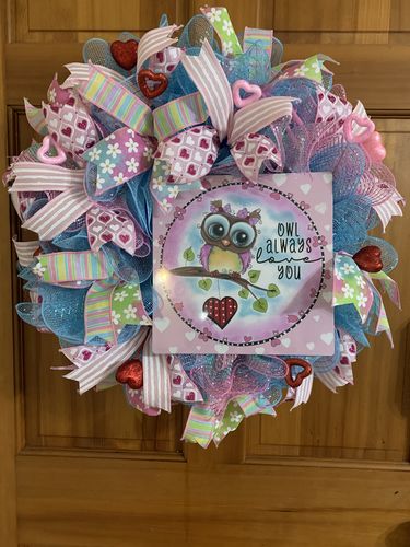 Customer photo review of Valentines Owl Metal Sign 12"x12" IW-008 - DecoExchange Exclusive