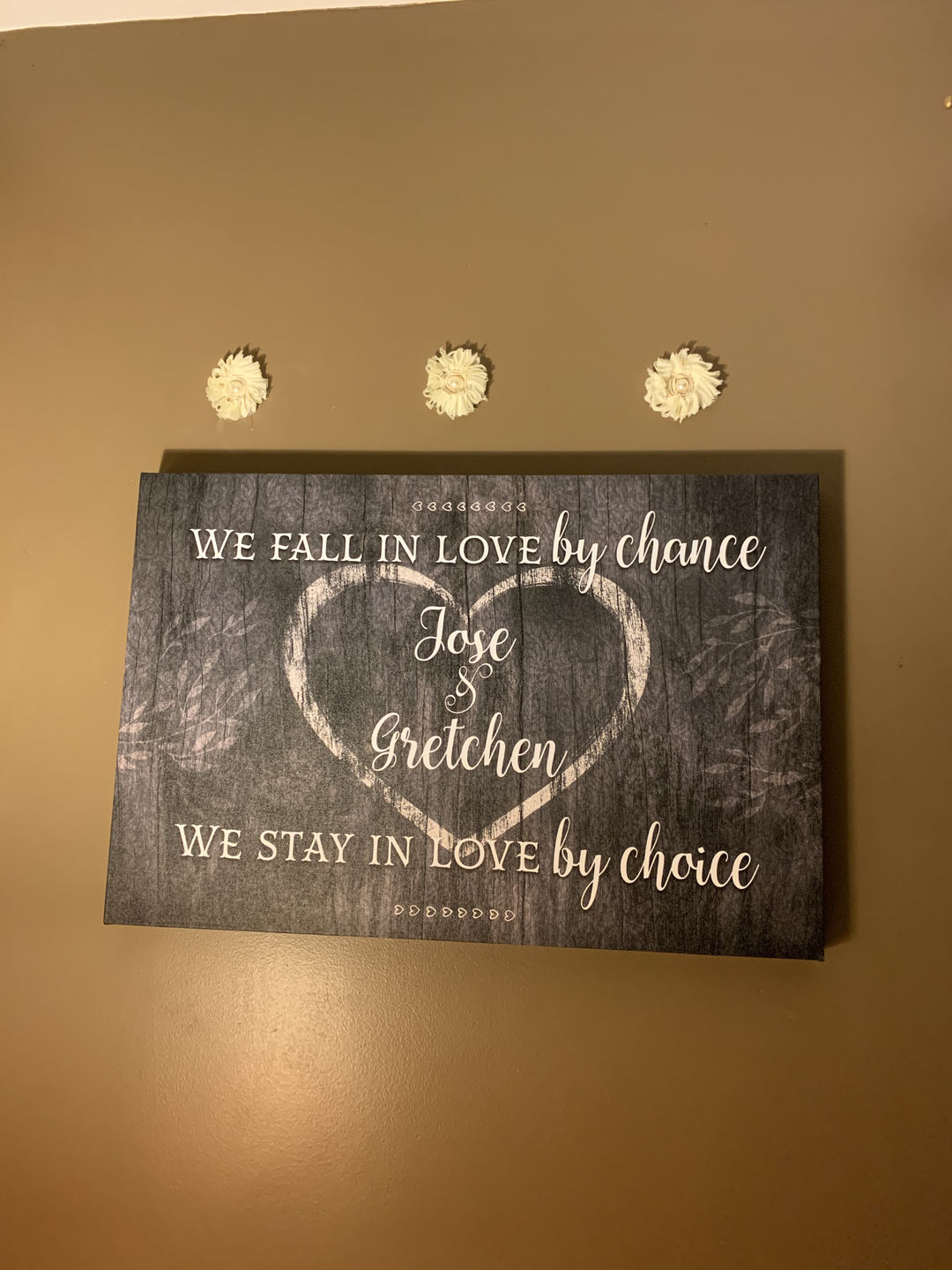 Customer photo review of Personalized "We Fall In Love By Chance" Premium Canvas