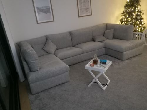 Customer photo review of LONDON SOFT CHENILLE U-SHAPE CORNER SOFA - SHADES OF GREY