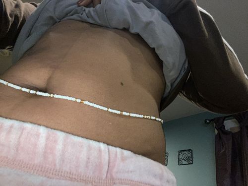 Customer photo review of Mykonos White and Gold Waist Beads