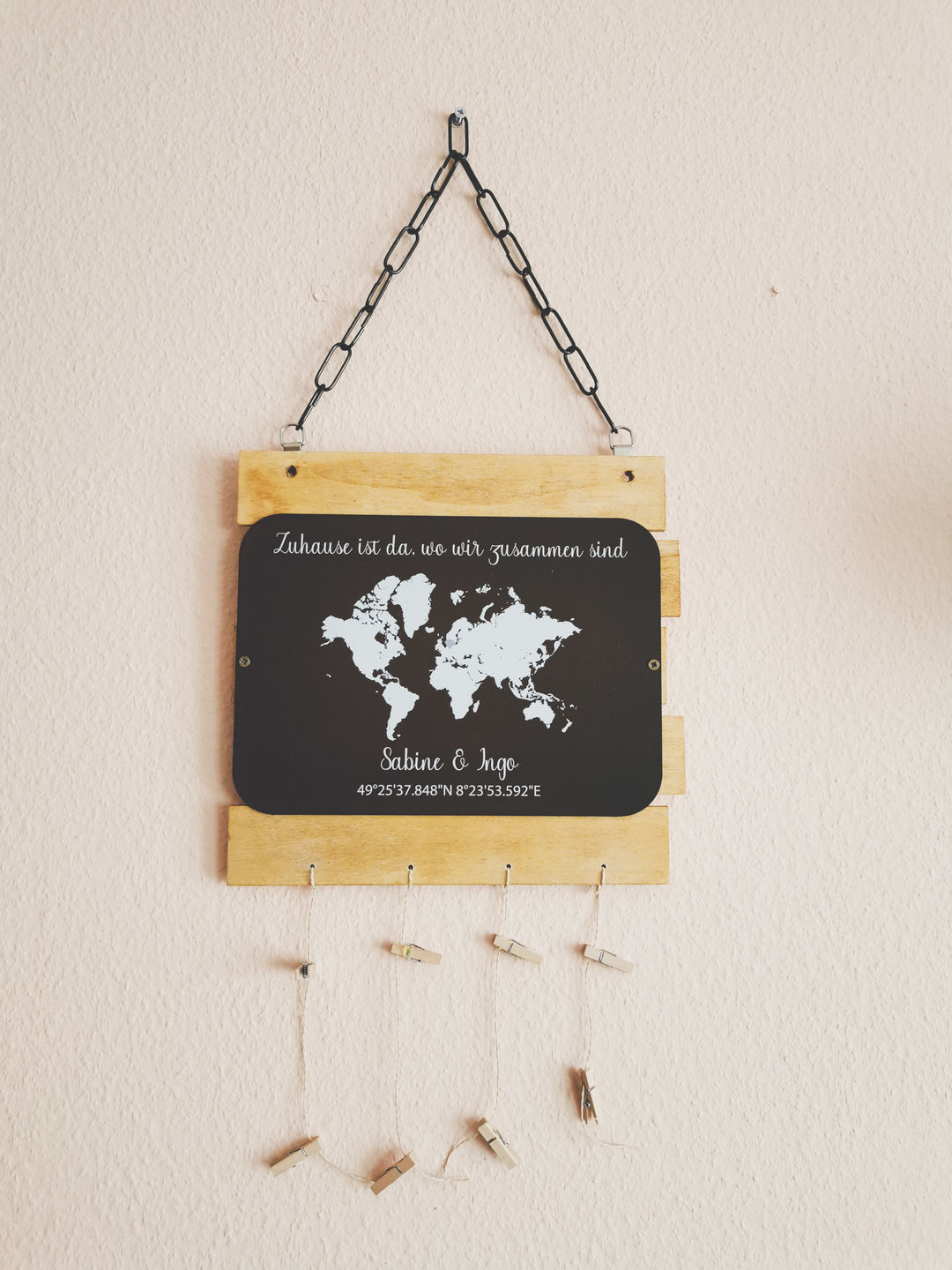 Customer photo review of Geschenk Weltkarte mit Koordinaten - personalisiert