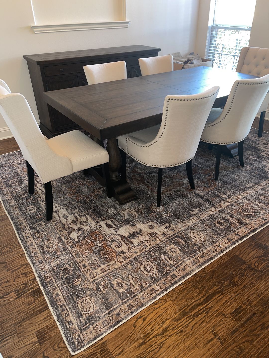 Customer photo review of Distressed Vintage Cezanne Rabbit Gray Inca Gold Area Rug