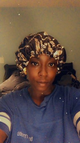 Customer photo review of Locs & Natural Hair Satin Lined Bonnets
