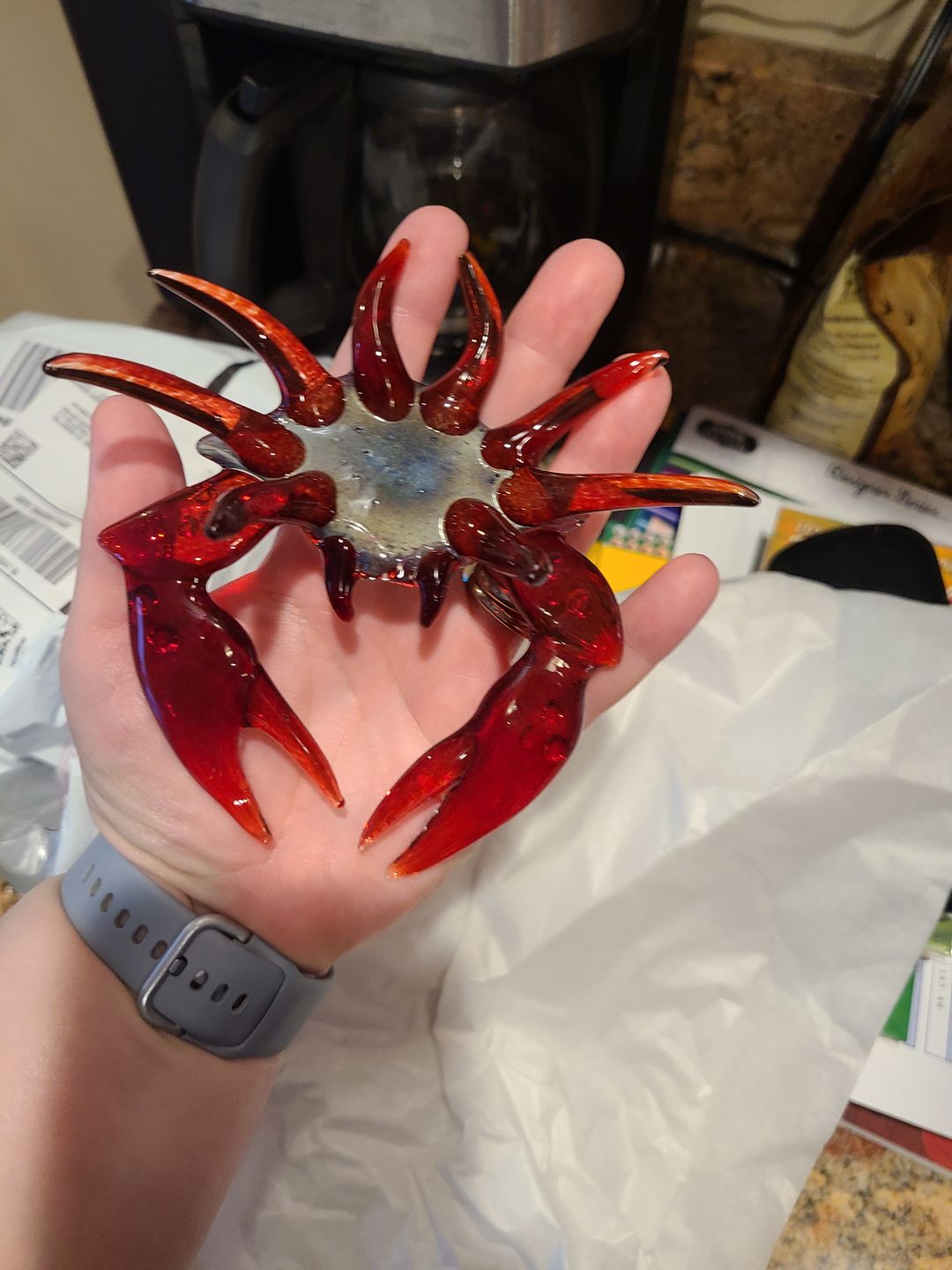 Customer photo review of Memorial Crab with Cremation Ash