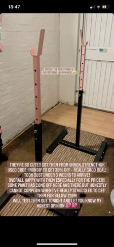 Customer photo review of NEW Iron-Strength Colourful Squat Stands 300kg  Pair