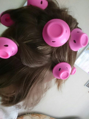 Customer photo review of Set of 10 Heatless Hair Curlers