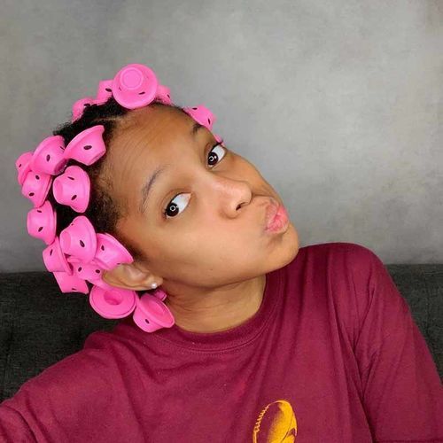 Customer photo review of Set of 10 Heatless Hair Curlers