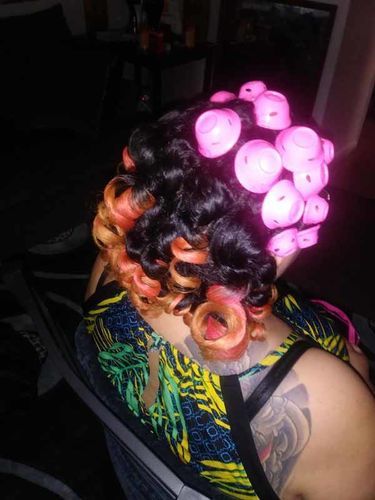 Customer photo review of Set of 10 Heatless Hair Curlers