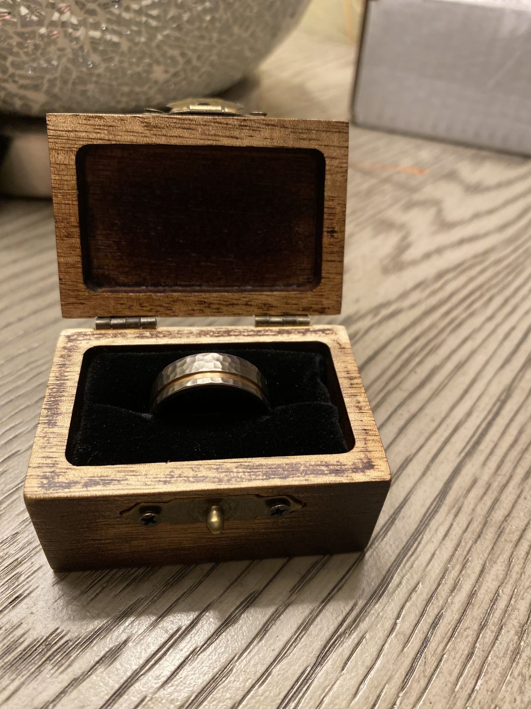 Customer photo review of Hammered Titanium & Rose Gold