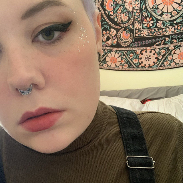 Customer photo review of 16G Death's Head Moth Captive Bead Ring