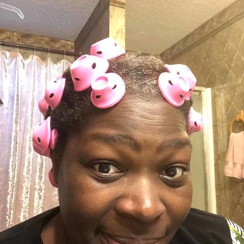 Customer photo review of Set of 10 Heatless Hair Curlers