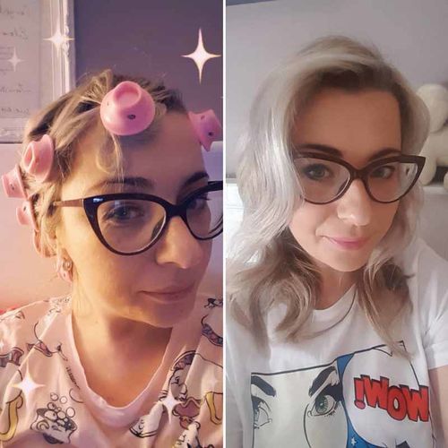 Customer photo review of Set of 10 Heatless Hair Curlers