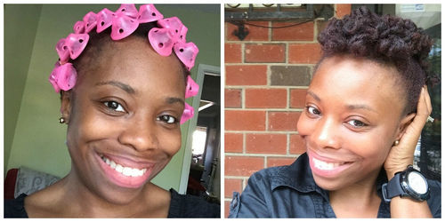 Customer photo review of Set of 10 Heatless Hair Curlers