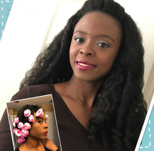 Customer photo review of Set of 10 Heatless Hair Curlers