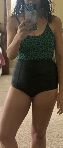 Customer photo review of The Lounger Top | Green Leopard Print