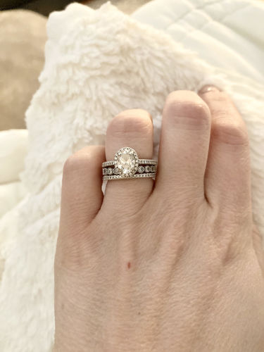 Customer photo review of Louily Sterling Silver Half Eternity Round Cut Women's Wedding Band