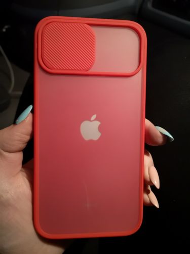 Customer photo review of Slide Camera Lens Protection Clear Back Red iPhone Case
