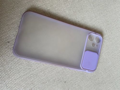 Customer photo review of Slide Camera Lens Protection Clear Back Lilac Purple iPhone Case