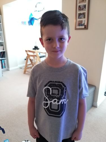 Customer photo review of Personalised Birthday Overlay T-Shirt (MRK X)