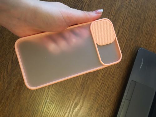 Customer photo review of Slide Camera Lens Protection Clear Back Pink iPhone Case