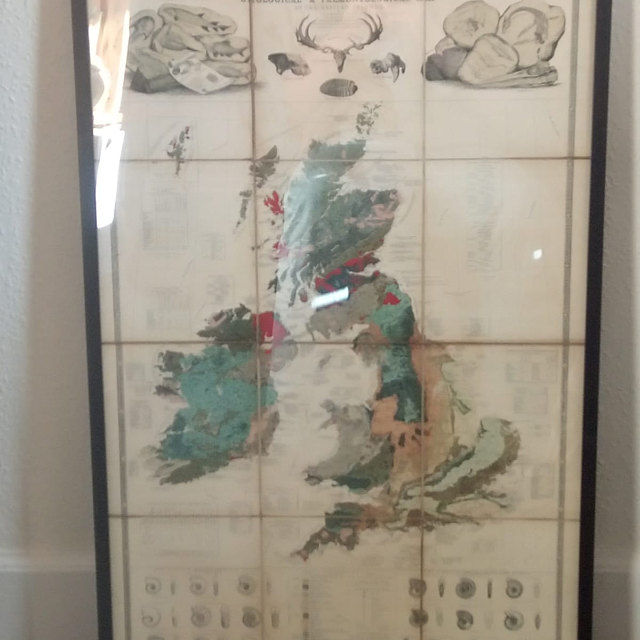Customer photo review of Old Geology & Fossil Map of the British Isles, 1854, by A.K. Johnston and Edward Forbes - UK, Scotland, Ireland, Palaeontology