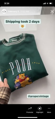 Customer photo review of Vintage Winnie the Pooh Disney Sweatshirt Size XL