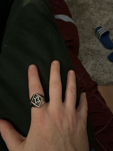 Customer photo review of LUCKY 13 SILVER SKULL RING