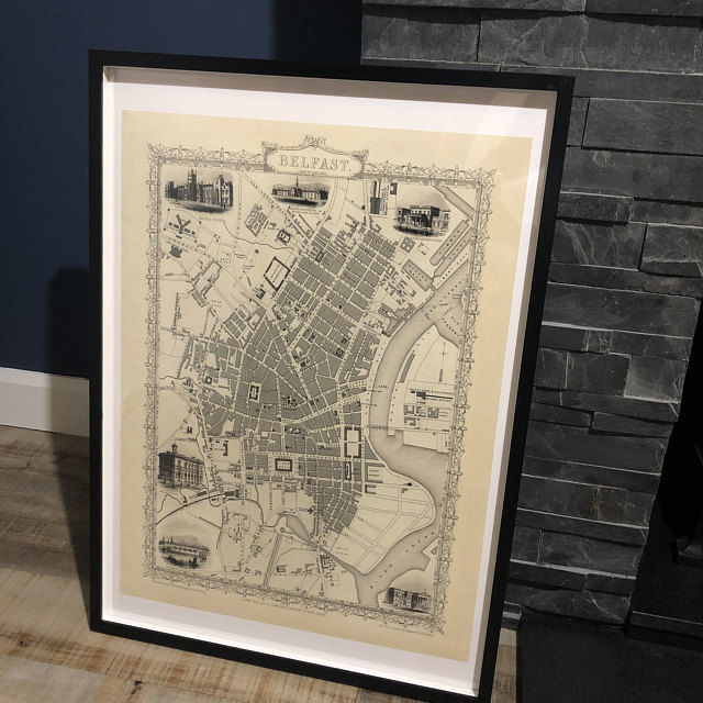 Customer photo review of Old Map of Belfast, Ireland in 1851 by Tallis & Rapkin - Queens College, Ulster Railway Station, Ballast Office,