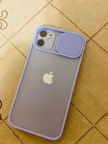 Customer photo review of Slide Camera Lens Protection Clear Back Lilac Purple iPhone Case