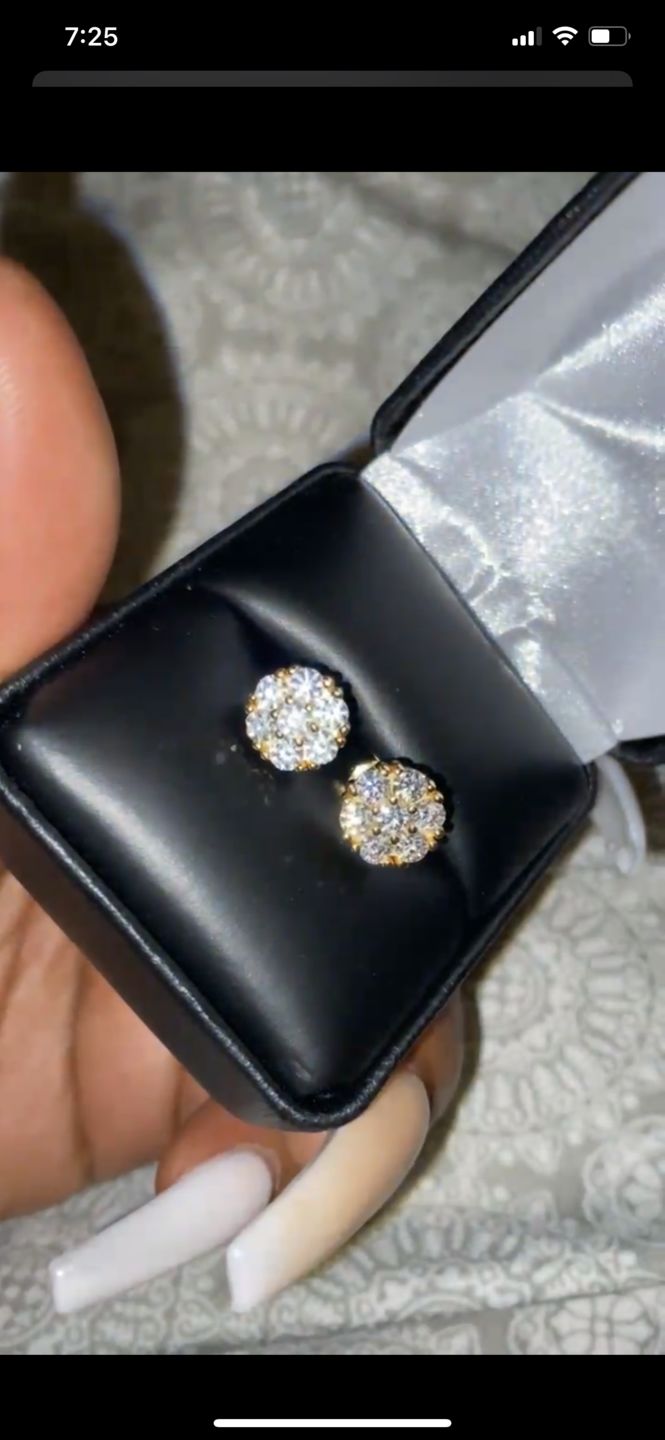 Customer photo review of 1.40 Carat Certified VVS1 Moissanite Cluster Earrings